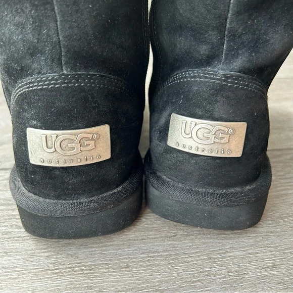 UGG Black Sheepskin Lining Suede Leather Tall Boots - Picture 6 of 16